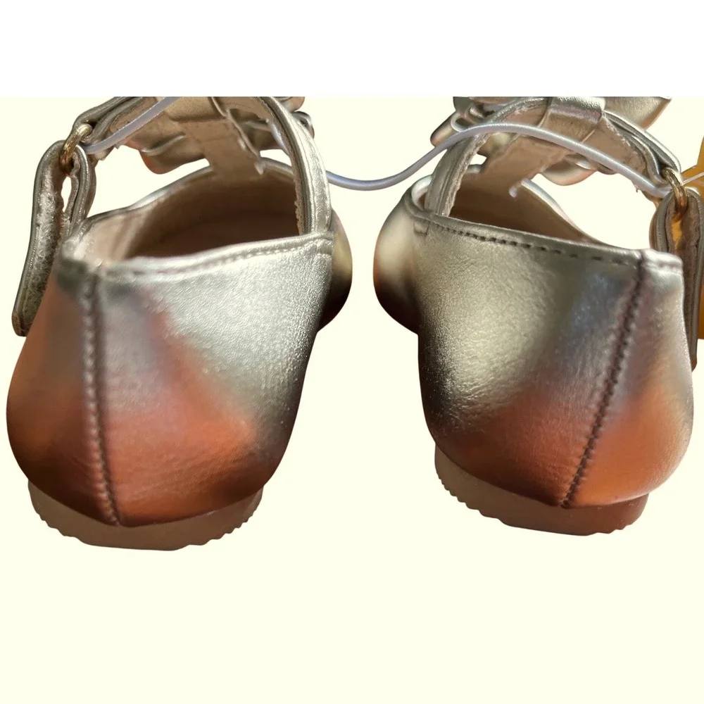 Cat & Jack Girls‎ Gold Metallic Triple Bow Mary Jane Dress Shoes Size 5 Baby NEW